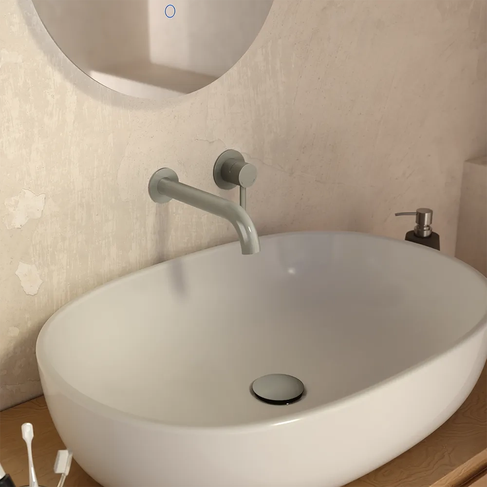 Coppia miscelatori lavabo ad incasso bidet senza scarico nickel spazzolato | Bette