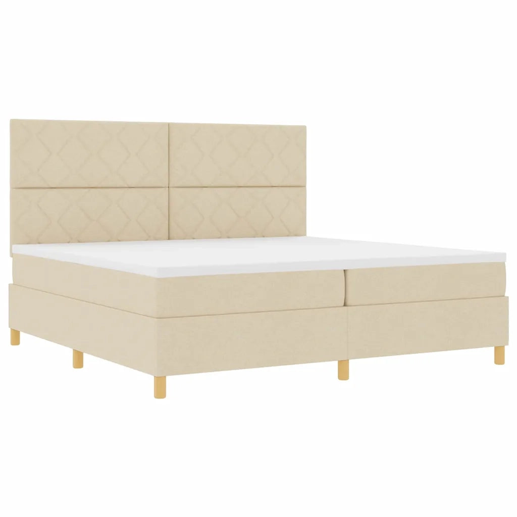 Letto a Sorgente LED con materasso Crema 200 x 200 cm Tessuto 3343206