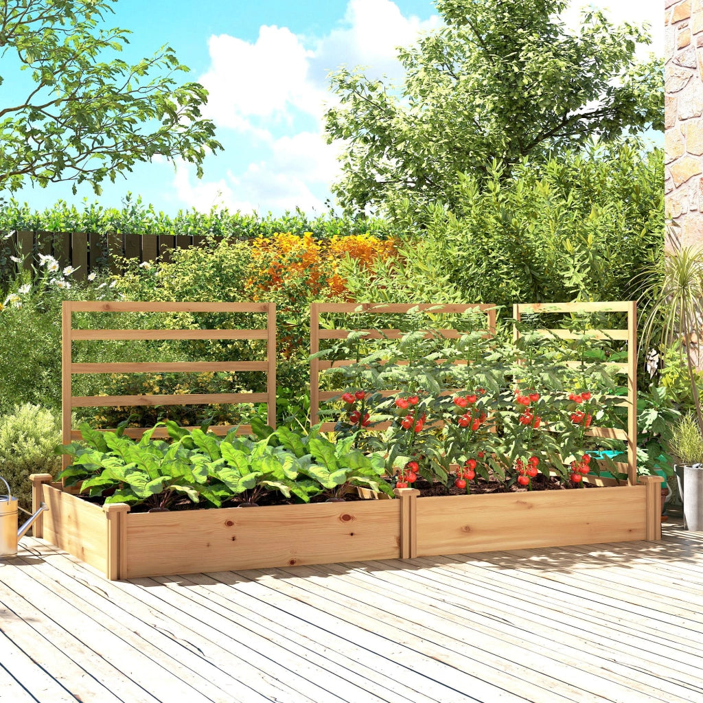 Fioriera con grigliato divisorio in legno da giardino ¨C Xylo ¨C 240x125x102 cm legno naturale