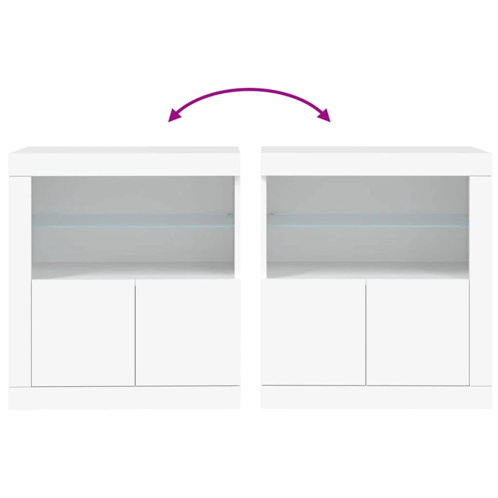 Buffet credenza cassettiera mobiletto mobile contenitore organizer per cucina soggiorno salotto con luci LED 60,5 x 37 x 67 cm bianco 02_0029855