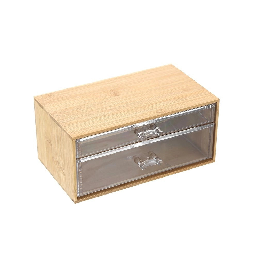 Trade Shop - Porta Gioielli Cosmetici Con 2 Cassetti Forme Diverse Organizer Legno 24.3x15.3x11cm 10831 -