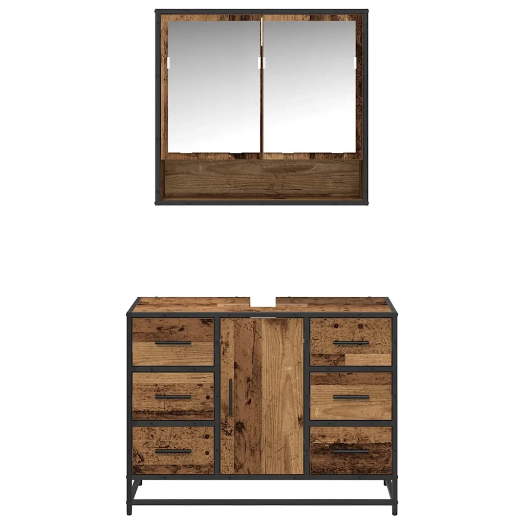 vidaXL Set di mobili per il bagno 2 pcs Legno vecchio 80 x 33 x 60 cm