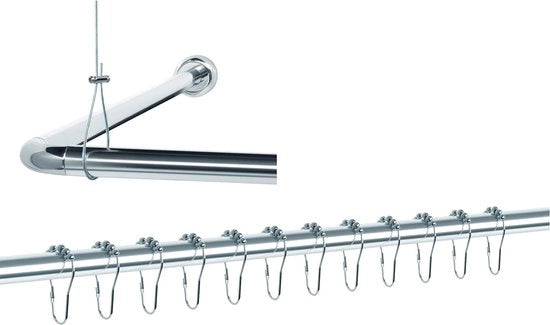Set per docce universale per vasca e doccia angolare con maniglia L e U + 1 supporto per soffitto + 12 gettoni per doccia