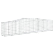 Cesto gabbione recinzione a gabbia muro di contenimento ad arco 400 x 50 x 80/100 cm ferro zincato argento 02_0040102