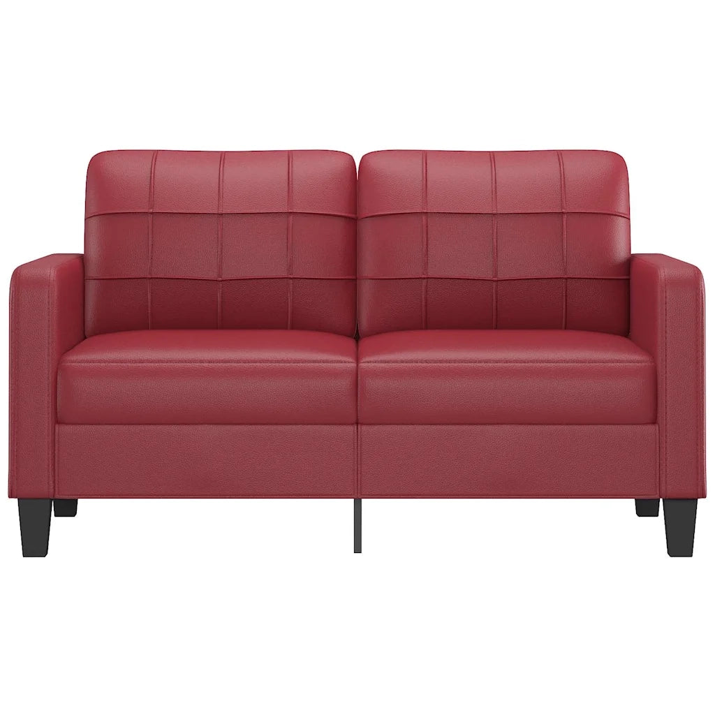Divano a 2 Posti Rosso Vino 140 cm in Similpelle