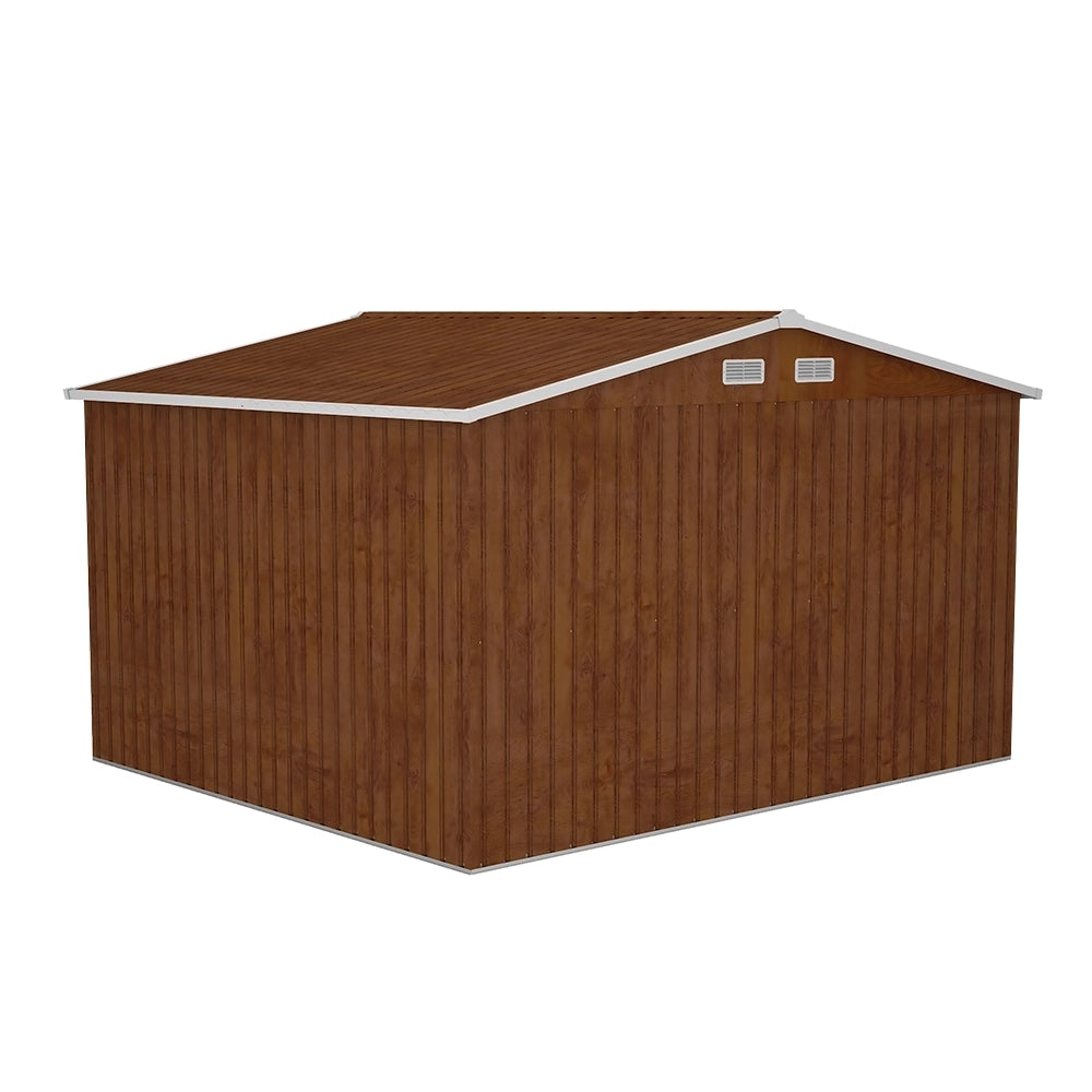 Casetta da giardino in acciaio zincato effetto legno 3,21x2,77xh2,17 m - 131kg - 8,9 metri quadri