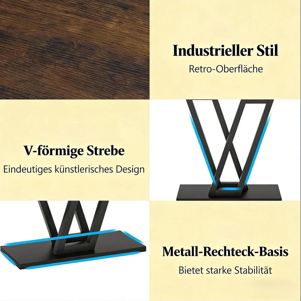 Tavolo consolle stretto 110x30x80 cm in MDF e metallo; nero e marrone rustico