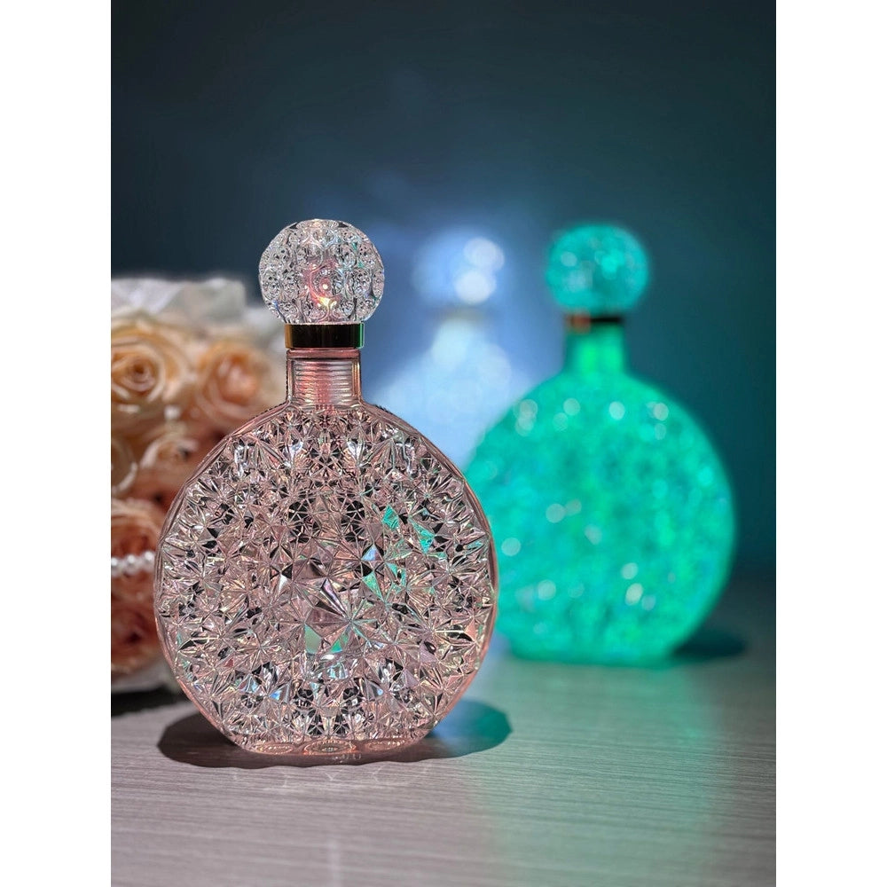 Trade Shop - Lampada Da Tavolo Luce Notturna D'atmosfera Cristallo Bottiglia Vino Ricarica Touch -