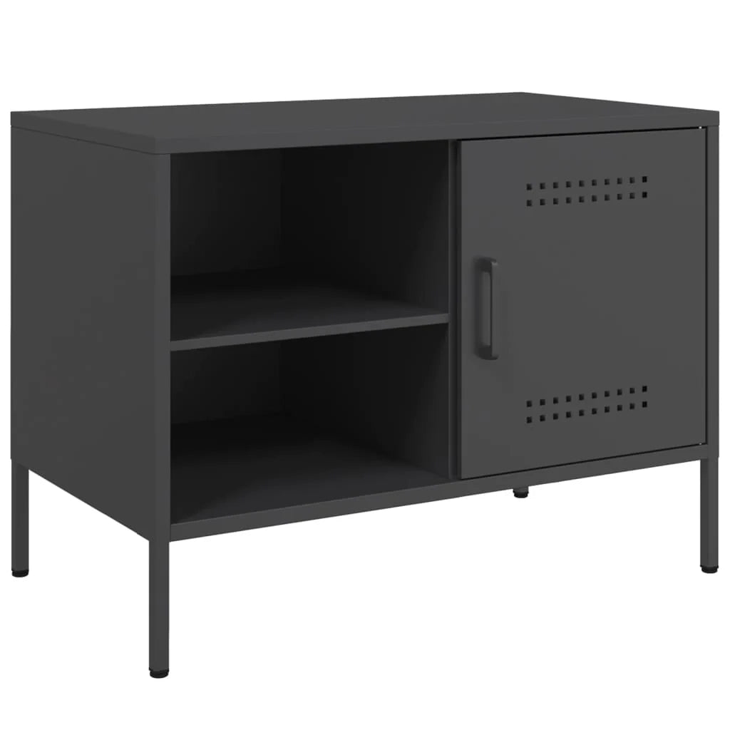 Mobile TV multimediale mensola TV credenza TV adatto per sala da pranzo soggiorno camera da letto 68 x 39 x 50,5 cm acciaio nero 02_0026160