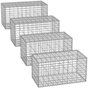 Set di 4 gabbioni per pietre gabbia metallica cestino per pietre maglia 5 x 10 cm zincato muro decorazione da giardino 100 x 50 x 30 cm grigio 12_0005962