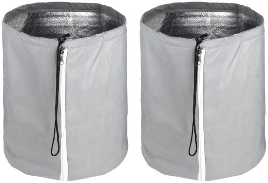 Protezione termica per piante 2 in 1 50 x 45CM, protezione per piante in inverno, protezione da gelo per vasi di fiori, contenitori per piante con cordino di tiraggio, chiusura a raccordo e disco di protezione in velluto Ø 45cm grigio