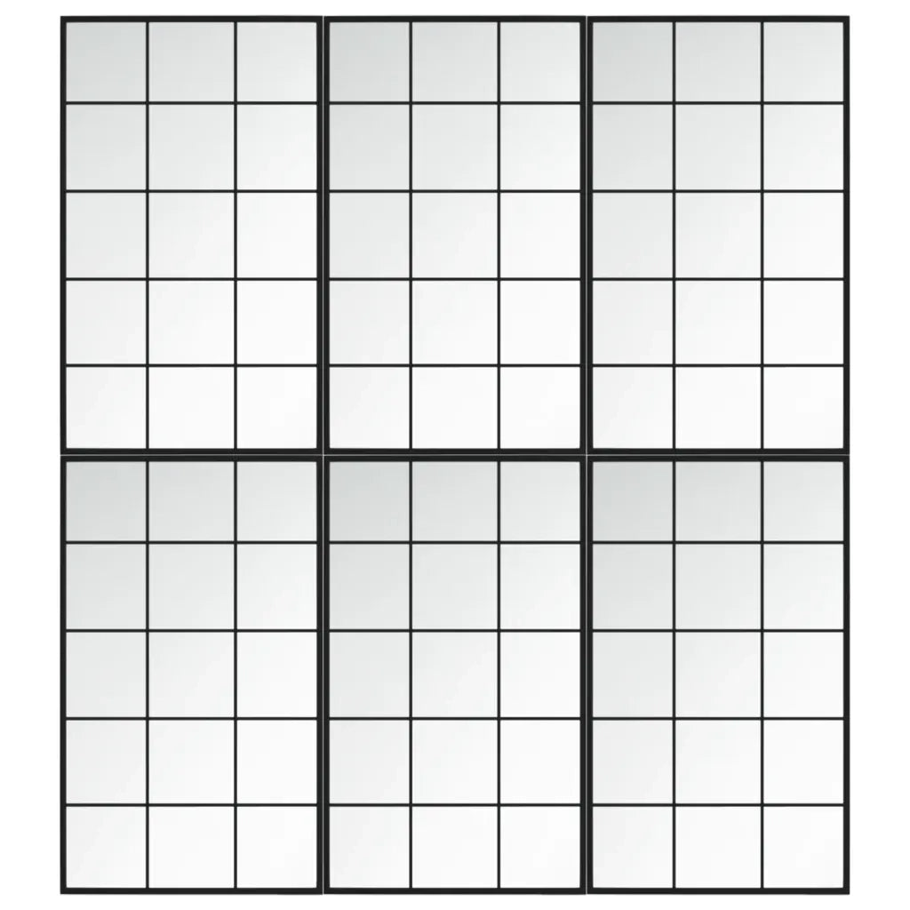 Specchi a Parete 6 pz Neri 100x60 cm in Metallo