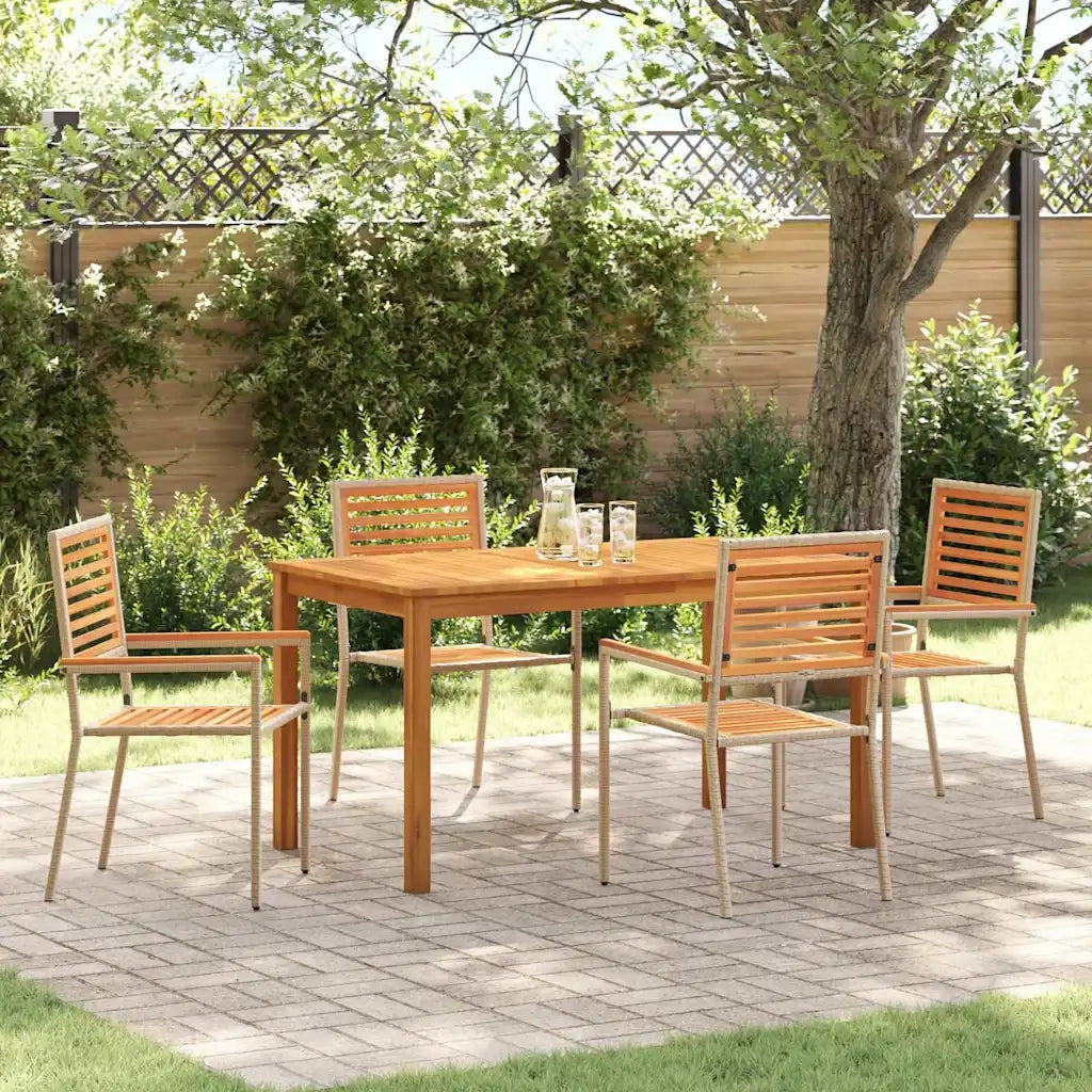 Set da Pranzo per Giardino 5 pcs Beige Legno di Acacia Massello 3365537