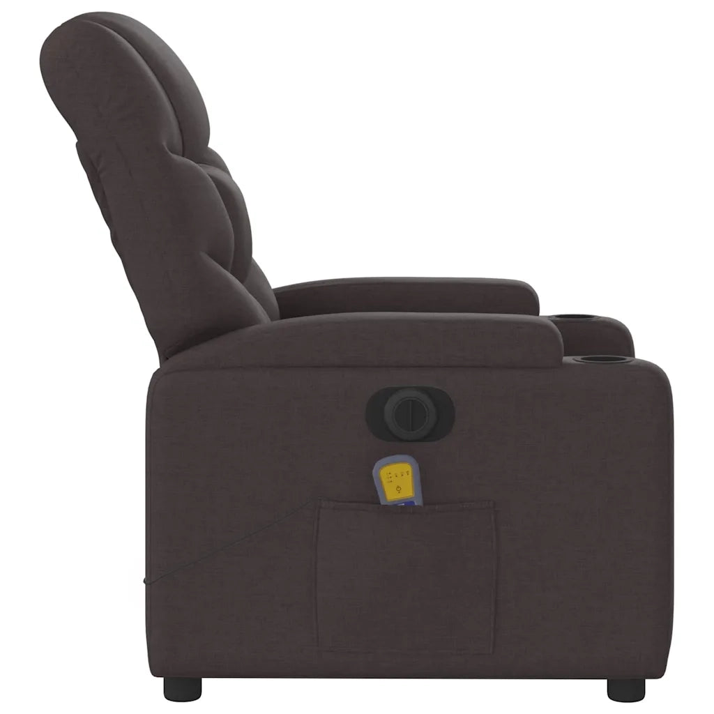 Poltrona | Sedia Relax Massaggio Reclinabile Elettrica Marrone Scuro Tessuto