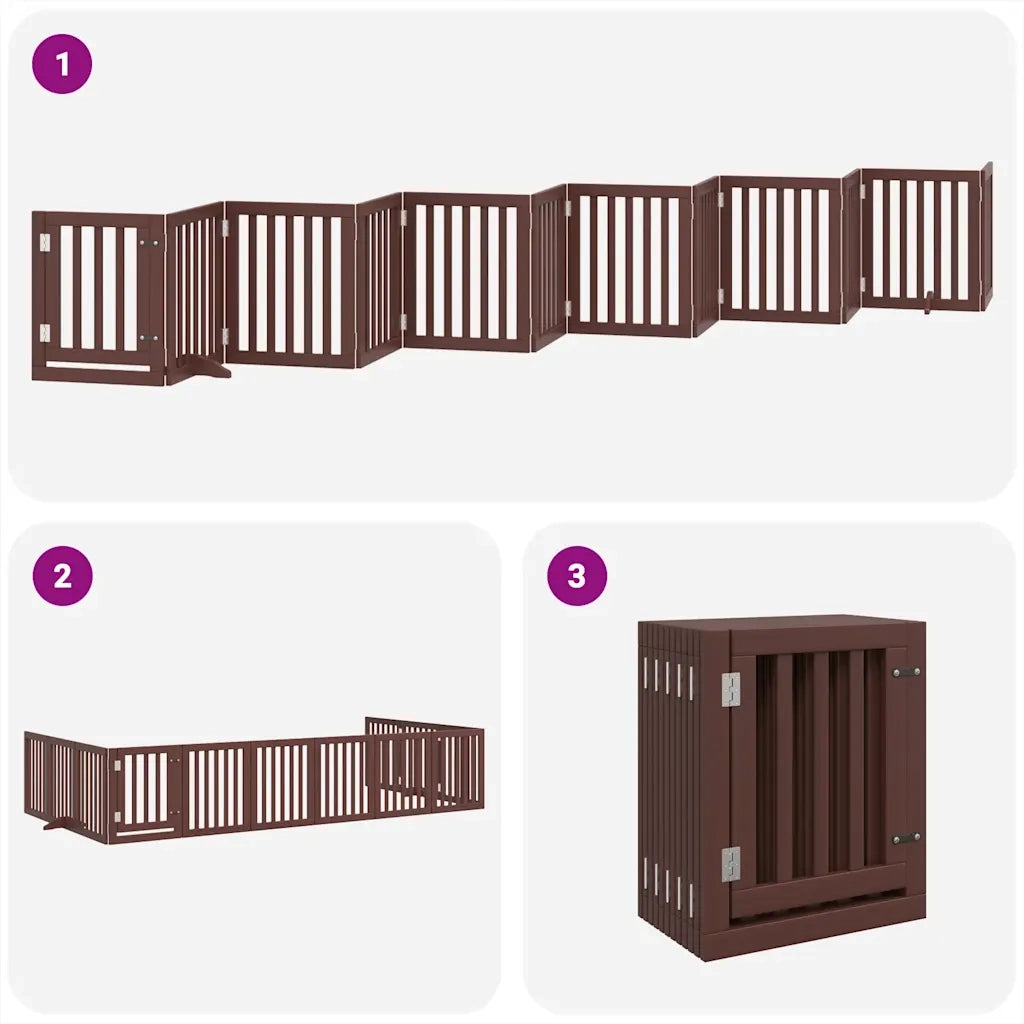 vidaXL Cancello Cani Porta Pieghevole Marrone 12 Pannelli 600cm Pioppo