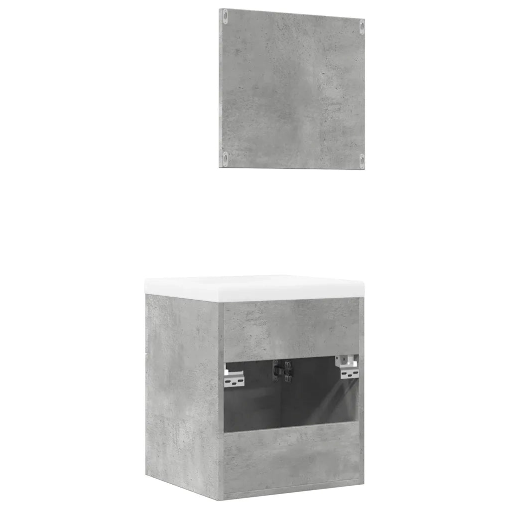 Set Mobili da Bagno | Armadio da bagno 3 pz Grigio Cemento in Legno Multistrato