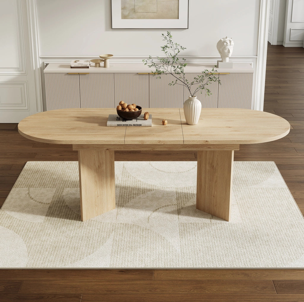 Tavolo da pranzo allungabile in MDF; finitura rovere