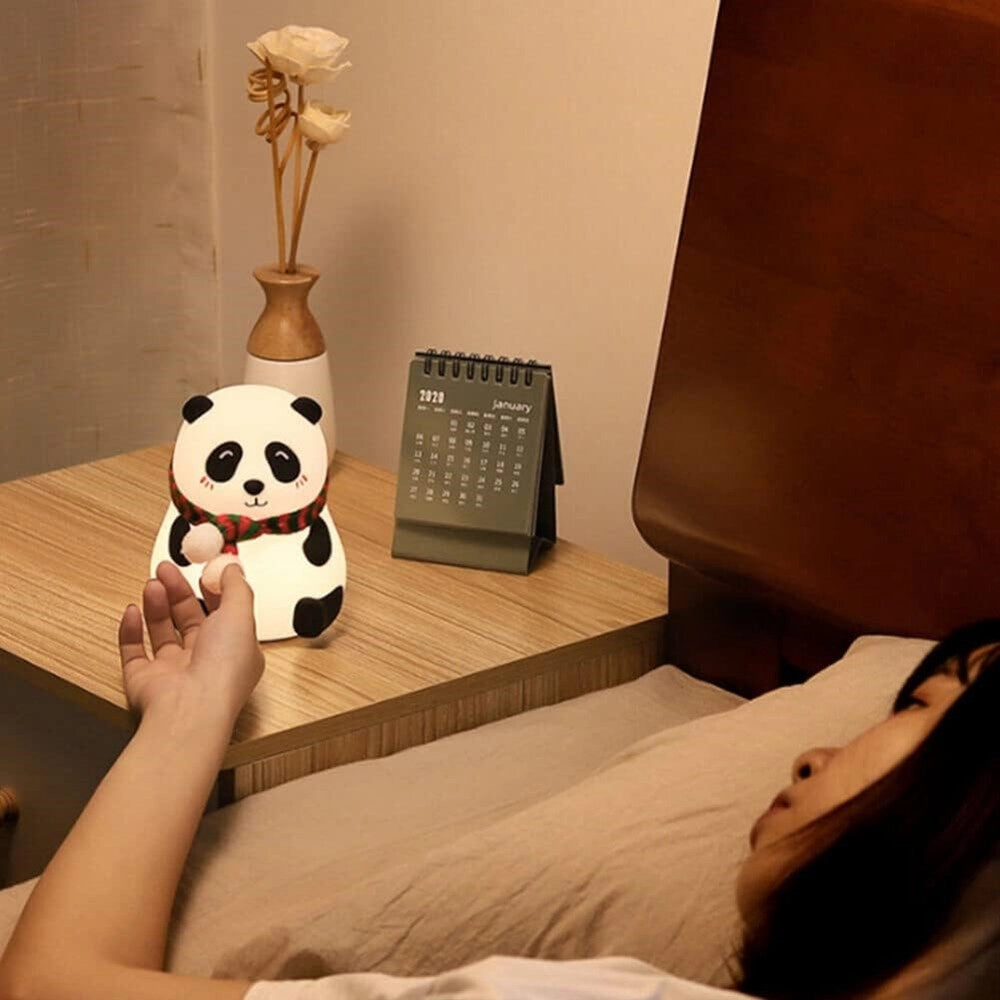 Trade Shop - Luce Notturna Panda Led Sensore Touch Lampada Da Tavolo Usb Ricaricabile Camera -