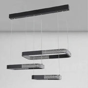 Trade Shop - Lampadario A Sospensione Led 68 W 3 Rettangoli Cristallo Telecomando Nero 32101 -