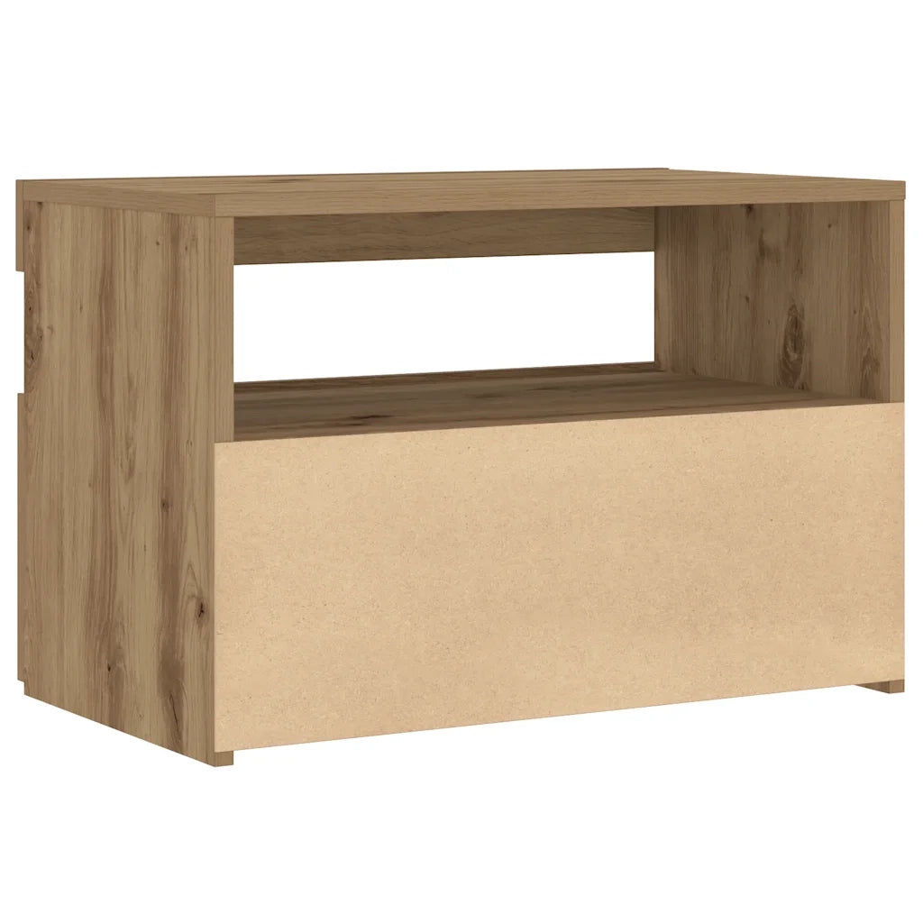 Comodino con LED Rovere Artigianale 60x35x40 cm in Truciolato 3329176