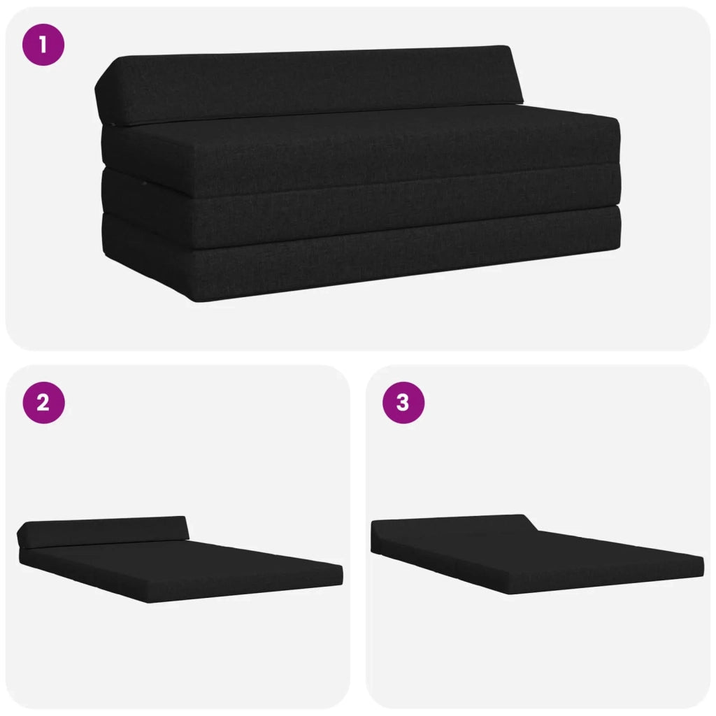 Divano Letto Pieghevole Nero 120 x 60 x 49 cm Tessuto 900036