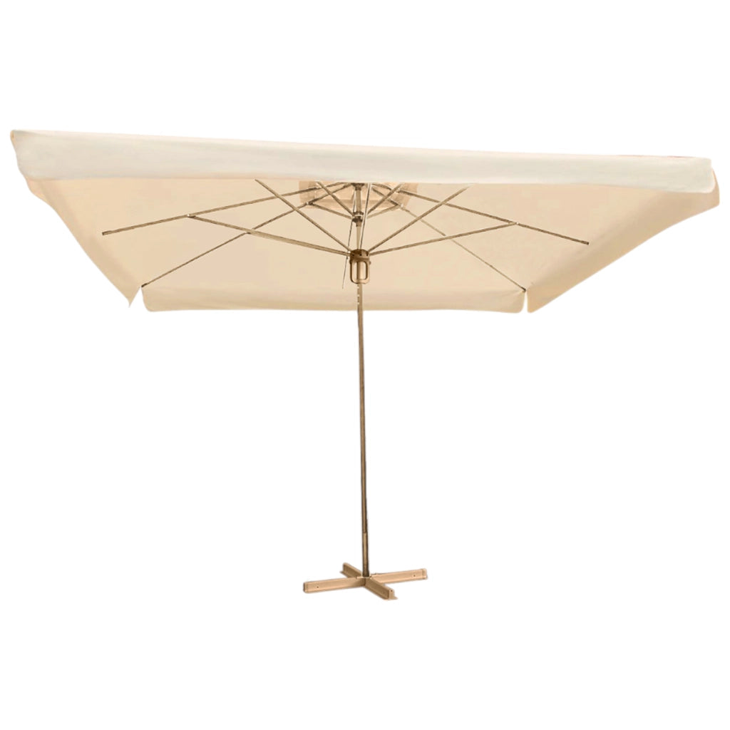 Ombrellone Zante 4x4 m con Palo Centrale in Alluminio – Telo Poliestere 240 g/m² Riv Palo Champagne - Telo Beige Flap