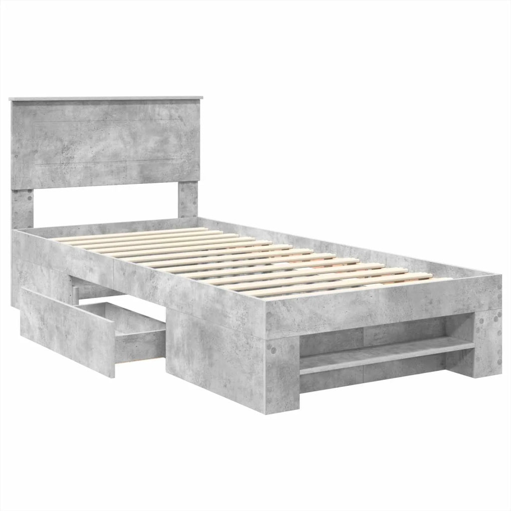Struttura del letto con testiera Grigio cemento 100 x 200 m