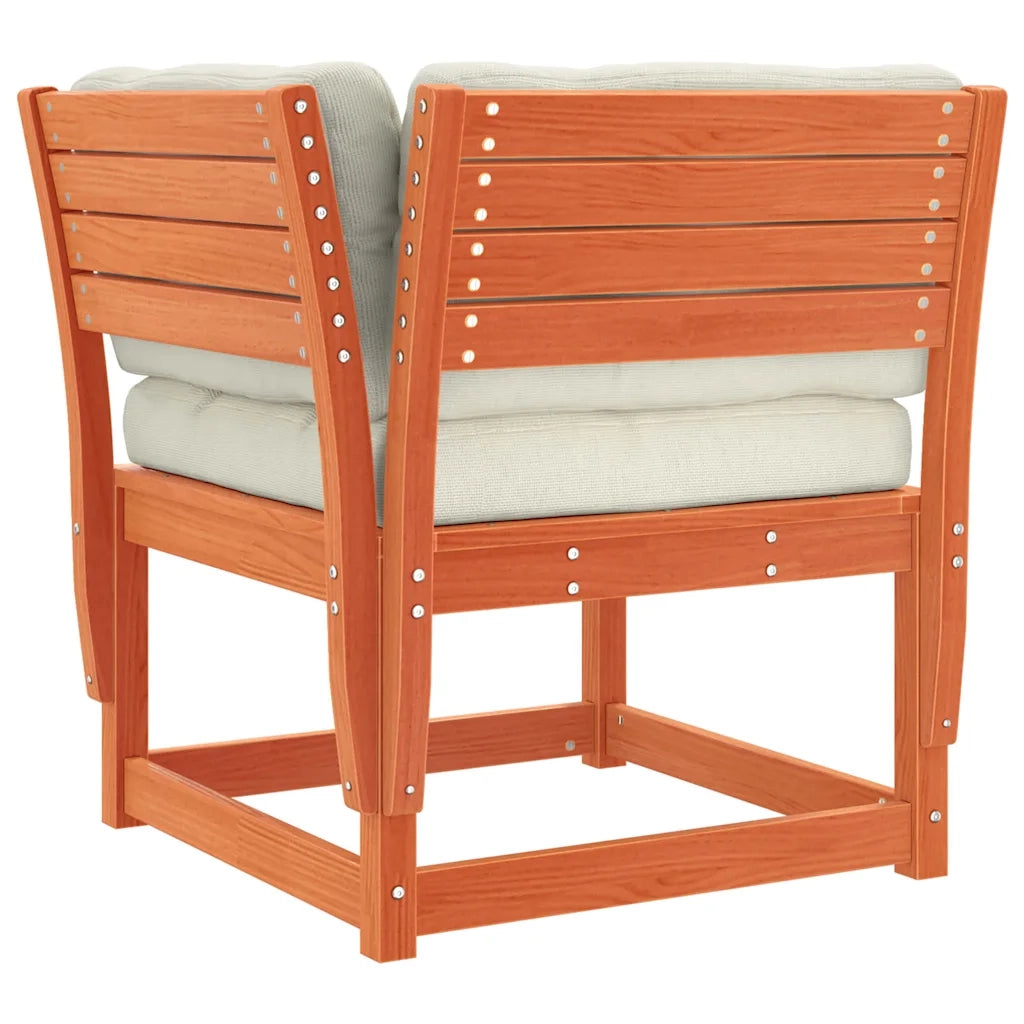 Set Divani Giardino 5pz con Cuscini Marrone Cera Massello Pino