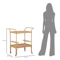 Carrello Panama 2 Ripiani 83x46x87,5 cm in Rattan