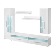 Composizione di 5 mobili per soggiorno in colore bianco lucido collezione BOMBAY