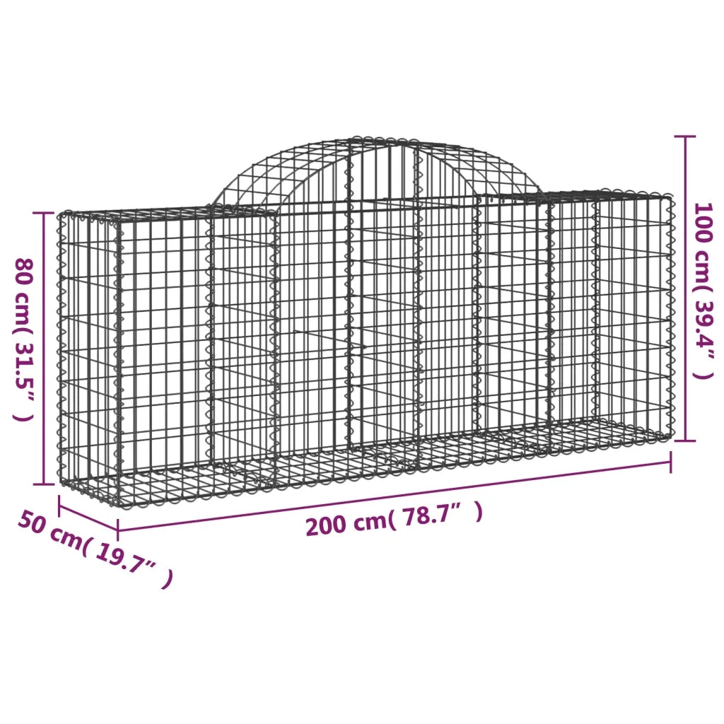 Cesti Gabbioni ad Arco 8 pz 200x50x80/100 cm Ferro Zincato 3146305