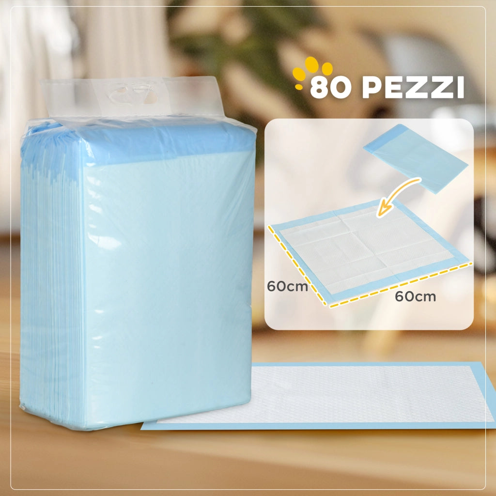 Tappetini Igienici per Cani 6 Strati ¨C zephmum ¨C 60x60 cm Blu e Bianco