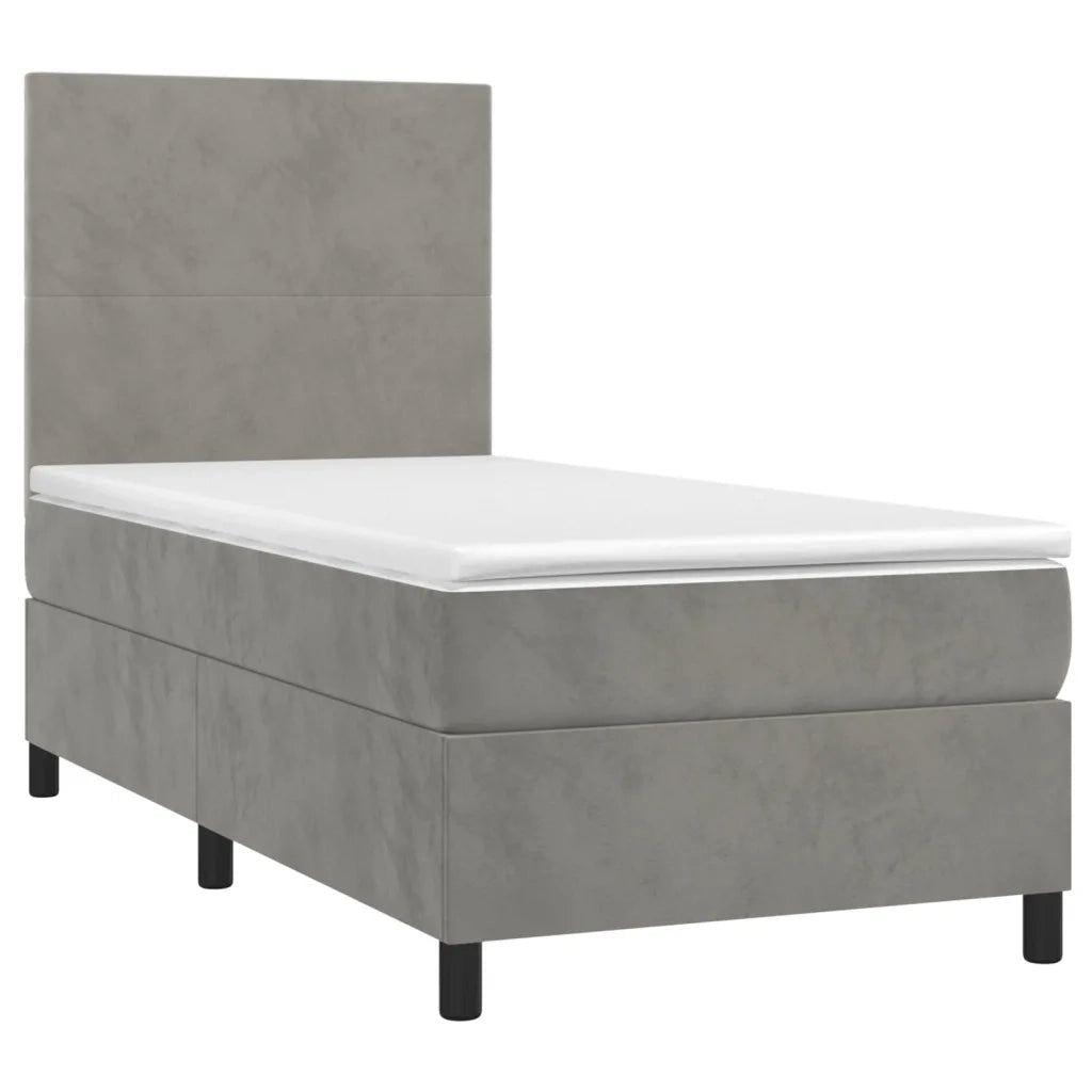 Giroletto a Molle con Materasso Grigio Chiaro 100x200cm Vellutocod mxl 123718