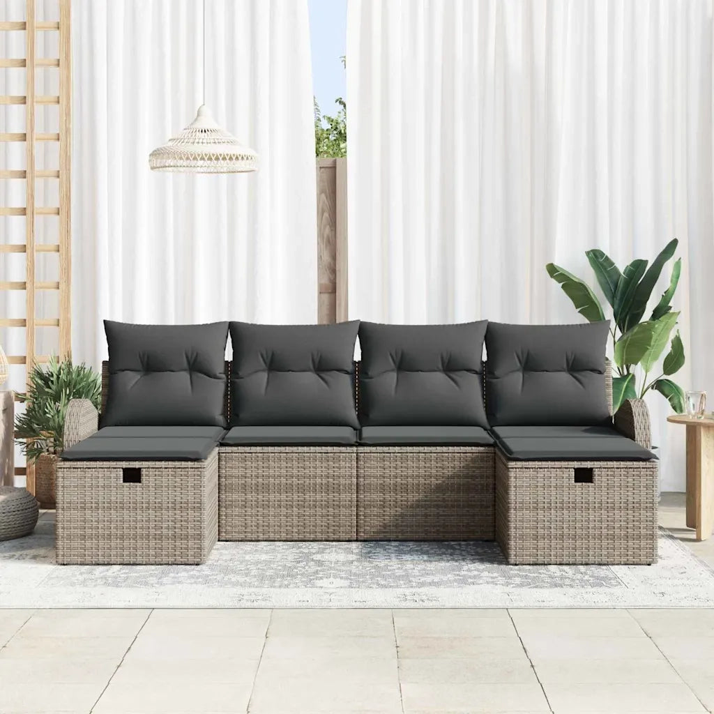 Set Divano da Giardino con cuscino 6 pcs Grigio polyrattan
