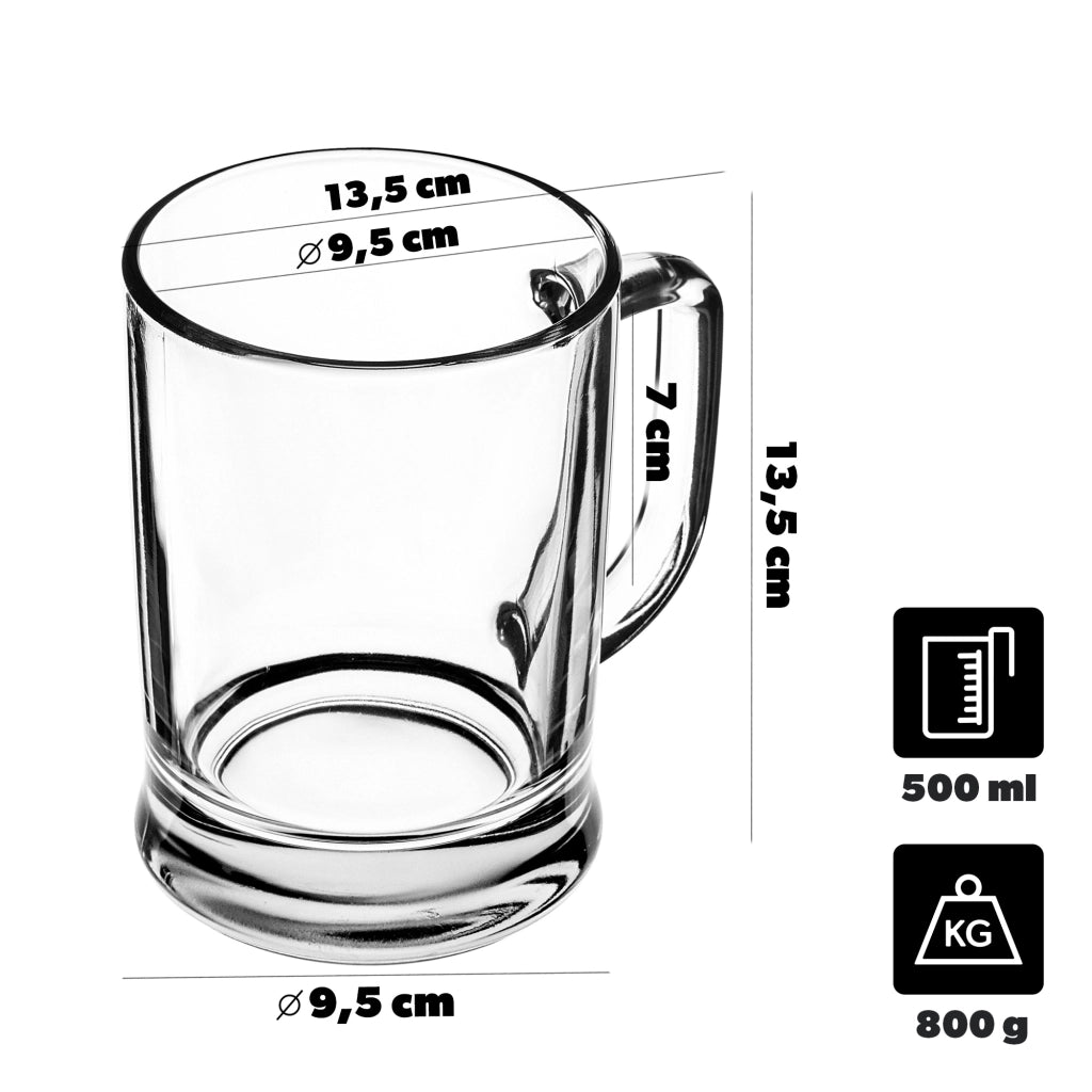 Boccale da birra KADAX 400 ml 0,4 l con manico, in vetro spesso, ideale come regalo.