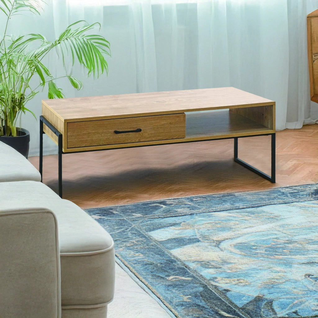 Mobile Porta Tv Stile Industrial Fino 60 Pollici Mobiletto Basso Per Televisore Con Cassetto Porta Oggetti In Legno Di Rovere Soggiorno Davanti Divano Camera Letto