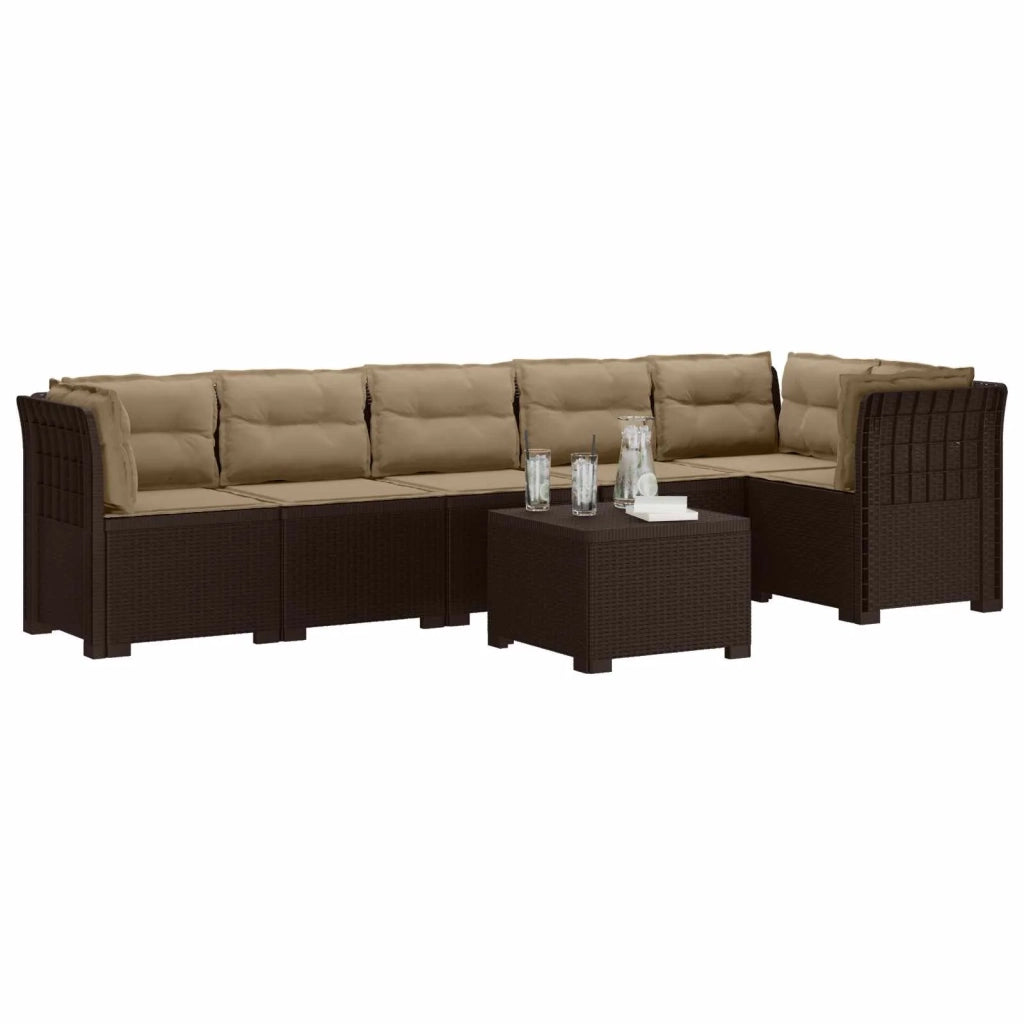 Divano da Giardino 6 Posti con Cuscini Aspetto Rattan PP 3444128