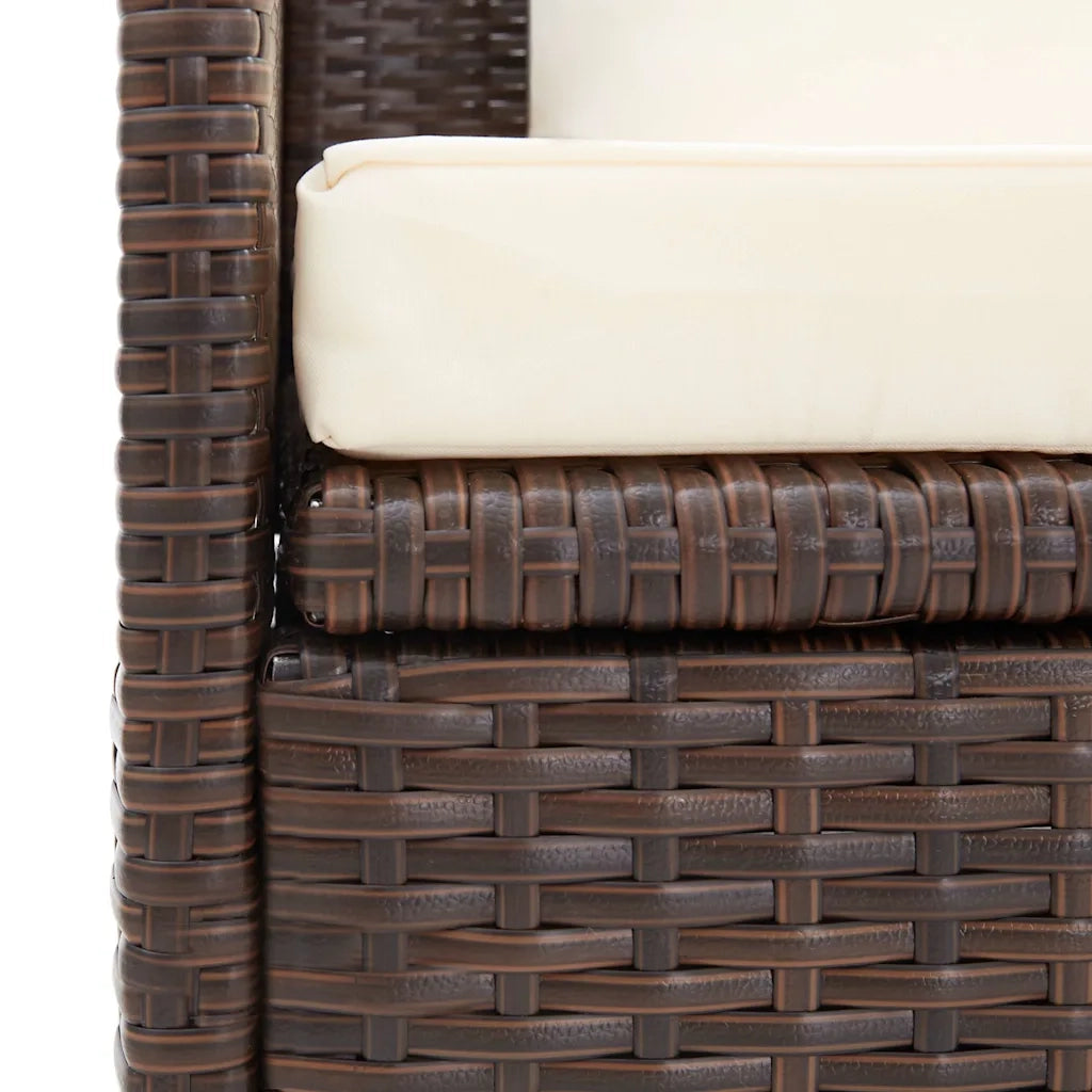 Lettino Prendisole | Sdraio da giardino | Lettino da sole da Giardino con Cuscini in Polyrattan Marrone