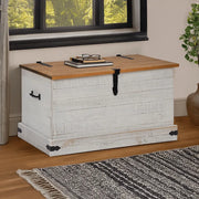 vidaXL Cassapanca HALDEN Bianco 91x48x47 cm in Legno Massello di Pino