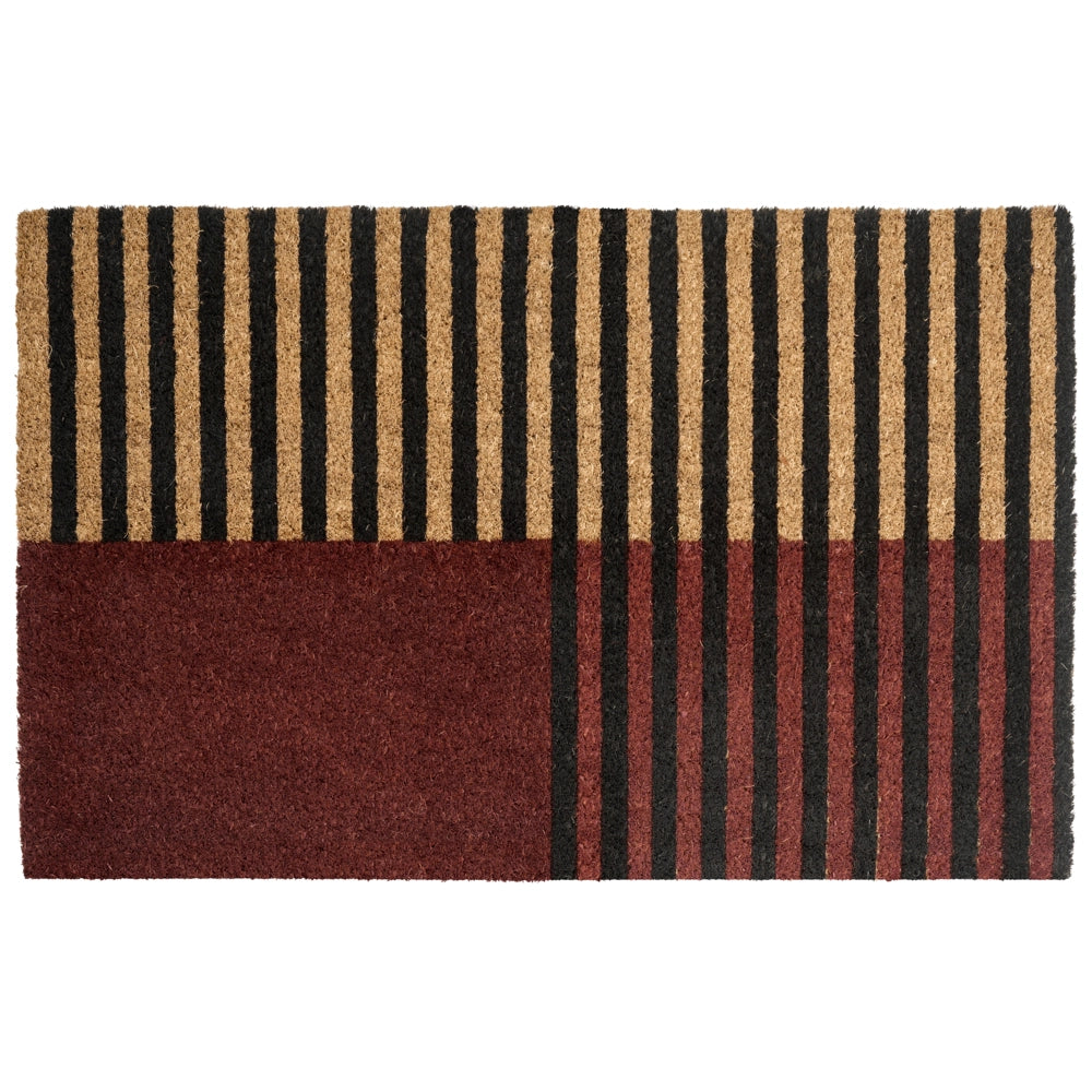 Zerbino marrone e beige in fibra di cocco con fondo in gomma 50 x 80 cm Antiscivolo Decorativo Motivo a strisce Zerbino di benvenuto