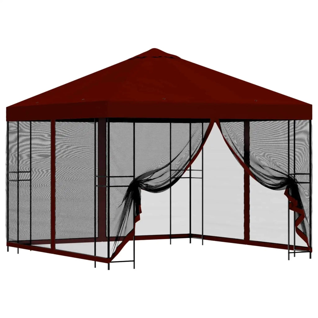 Gazebo da giardino con pareti laterali 3 x 3 m Borgogna 900347