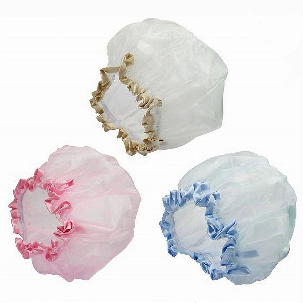 Trade Shop - Set 2 Cuffie Cuffia Per Doccia Bagno Elastico Con Bordino Protegge Capelli 79478 -