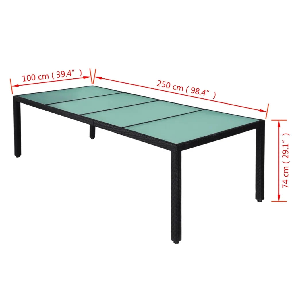 Set da Pranzo da Giardino 11 pz con Cuscini in Polyrattan Nero 42570