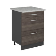 Vicco Mobiletto base per cucina Grigio nobile 60 cm con cassetti, marmo AP