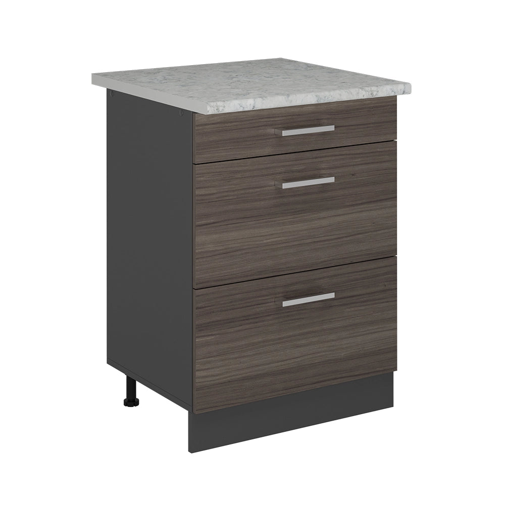 Vicco Mobiletto base per cucina Grigio nobile 60 cm con cassetti, marmo AP