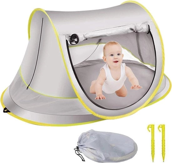 Tenda da sole portatile UPF 50+ con piscina per bambini - trasportabile e con moschito - tubo verde