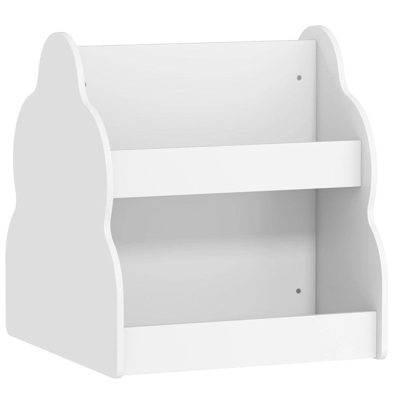 Scaffale per bambini con ruote, libreria bifacciale a 4 ripiani, bianco, 54 x 50 x 56 cm
