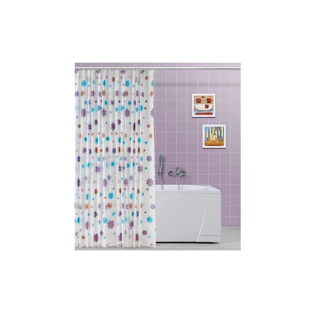 Trade Shop - Tenda Doccia In Vinile Con Ganci Impermeabile 180 X 200 Cm Con Fiori -
