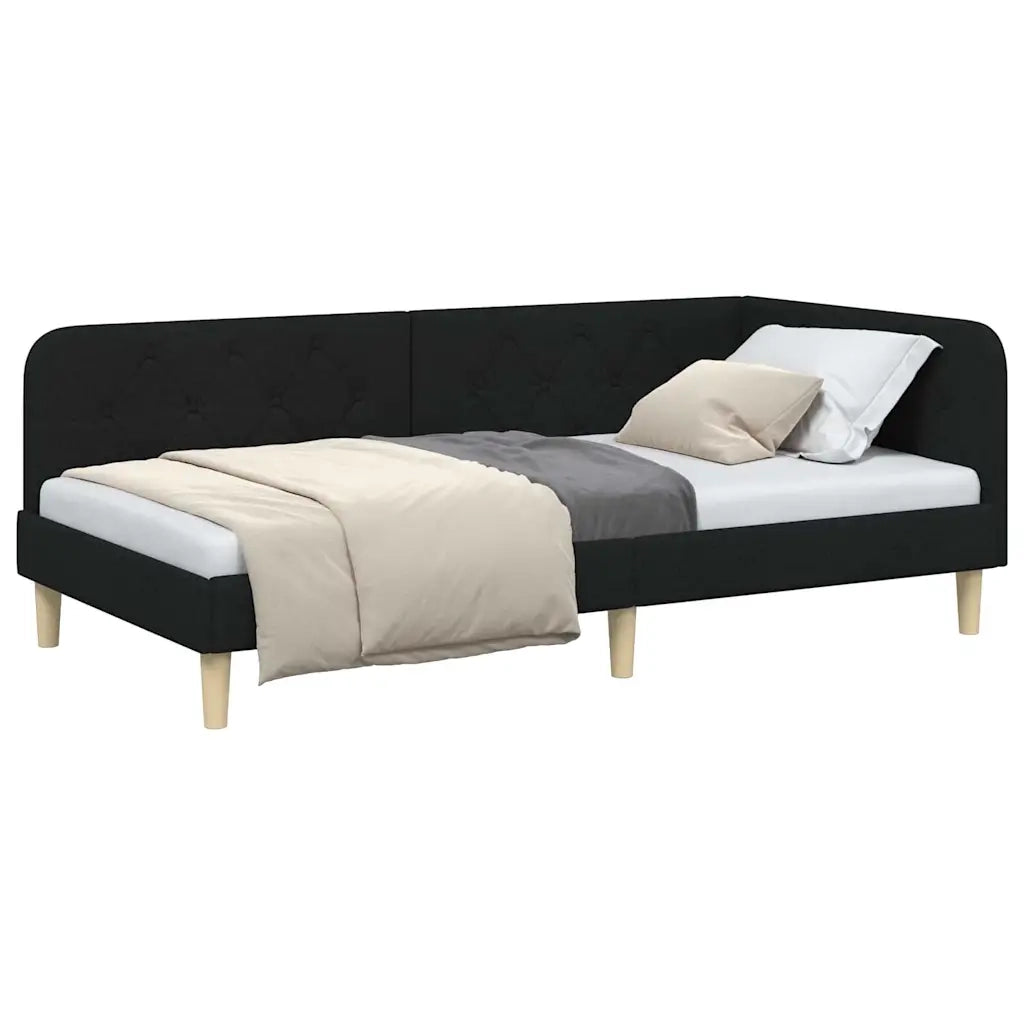 Cornice del letto ad angolo Nero 90 x 200 cm Tessuto