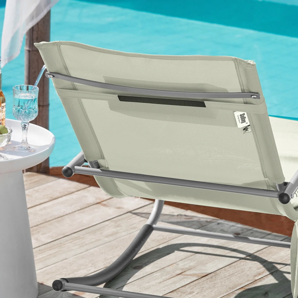 2 x Sedie a Dondolo da Giardino poltrone Esterno con Cuscino e Tasca Laterale Beige OGS28-MIx2